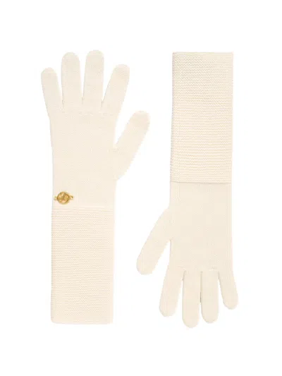 Luisa Spagnoli Marcatore Logo-plaque Knitted Gloves In Neutral