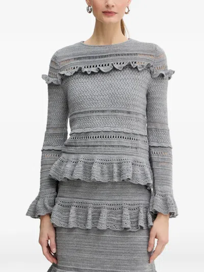 Luisa Spagnoli Martesana Ruffled Sweater In Gray