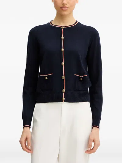 Luisa Spagnoli Martorana Button Pocket Cardigan In Blue