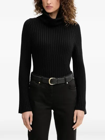 Luisa Spagnoli Maura Ribbed Roll-neck Sweater In Black