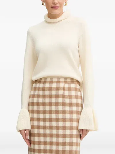 Luisa Spagnoli Mediante Flared-cuff Turtleneck Sweater In Neutral