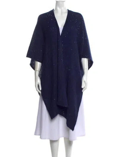 Pre-owned Luisa Spagnoli Merino Wool V-neck Sweater In Blue