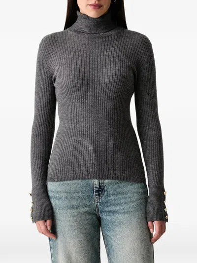 Luisa Spagnoli Meritare Ribbed-knit Long-sleeve T-shirt In Gray