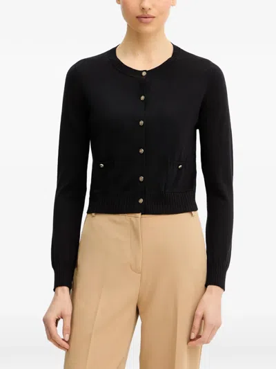 Luisa Spagnoli Merletti Cropped Cardigan In Black