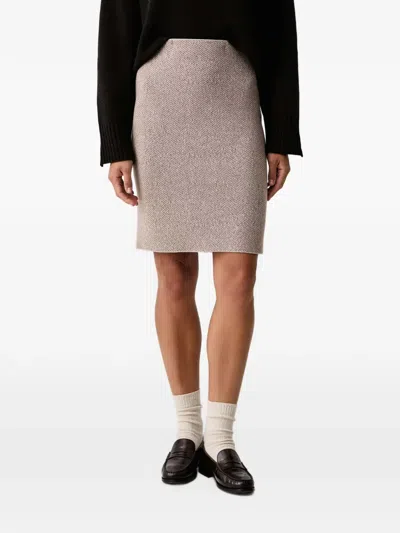 Luisa Spagnoli Minia Herringbone-knit Mini Skirt In Neutrals