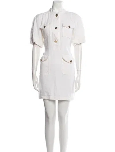 Pre-owned Luisa Spagnoli Mock Neck Mini Dress In White