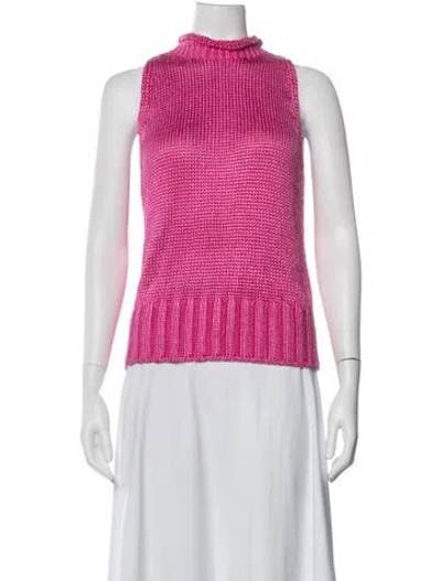 Pre-owned Luisa Spagnoli Mock Neck Sweater In Pink