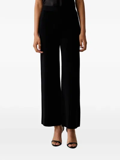 Luisa Spagnoli Modine Fine-knit Wide-leg Trousers In Black