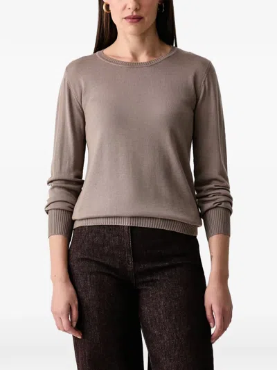 Luisa Spagnoli Mossa Long-sleeve Ribbed-trim T-shirt In Multi