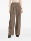 Luisa Spagnoli Ossana Check Pleated Trousers In Brown