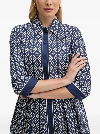 Luisa Spagnoli Pagliolo Geometric-print Shirt Midi Dress In Multi