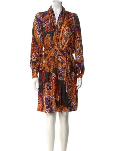 Pre-owned Luisa Spagnoli Paisley Print Mini Dress In Orange