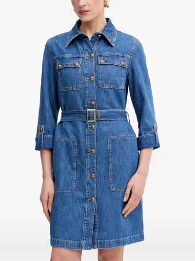 Luisa Spagnoli Passeto Belted Mini Dress In Blue