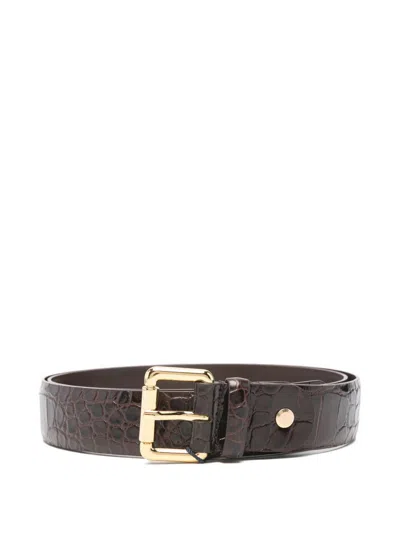 Luisa Spagnoli Patent Leather Belt In Brown