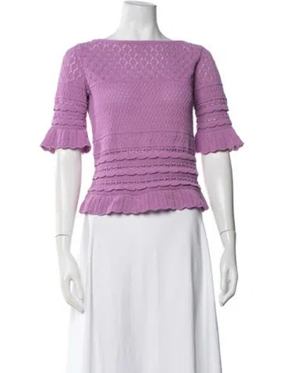 Pre-owned Luisa Spagnoli Patterned Bateau Neckline Sweater In Purple
