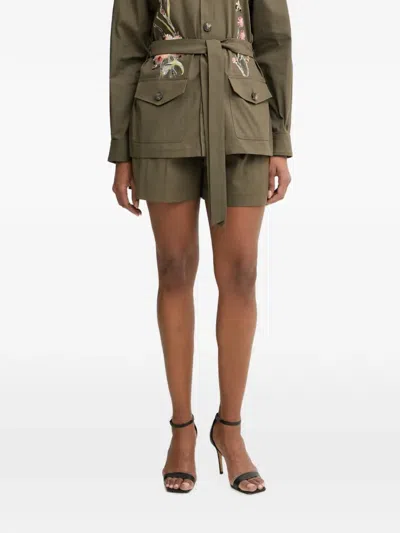 Luisa Spagnoli Bundfaltenshorts Mit Gürtelschlaufe In Green