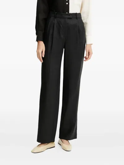 Luisa Spagnoli Pleated Linen Trousers In Black