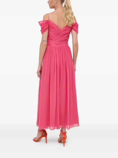 Luisa Spagnoli Pleated Off-shouldermaxi Dress In Pink