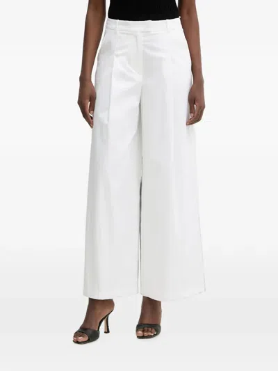 Luisa Spagnoli Pleated Wide-leg Trousers In White