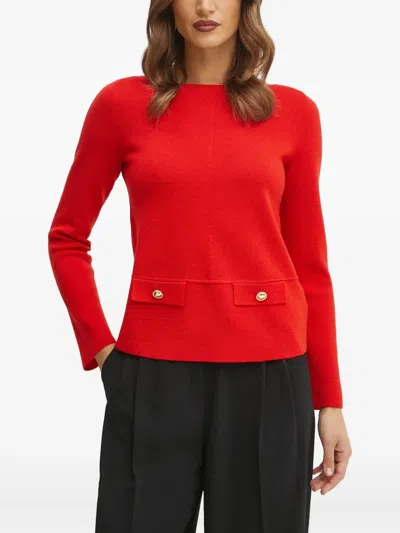 Luisa Spagnoli Pocket-detail Boat-neck Jumper In Red