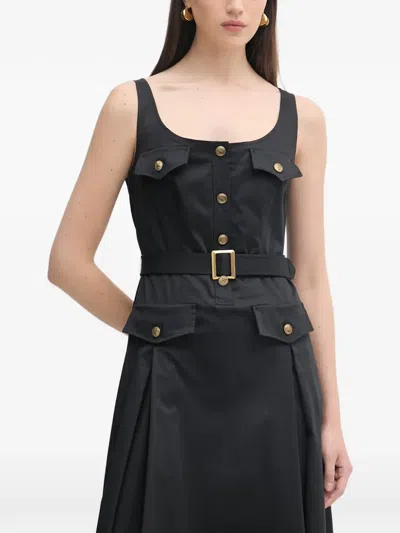 Luisa Spagnoli Poltrona Belted Button-front Midi Dress In Black