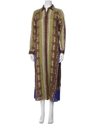 Pre-owned Luisa Spagnoli Printed Long Dress W/ Tags In Multicolor