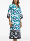 Luisa Spagnoli Printed Shirt Dress In Blue