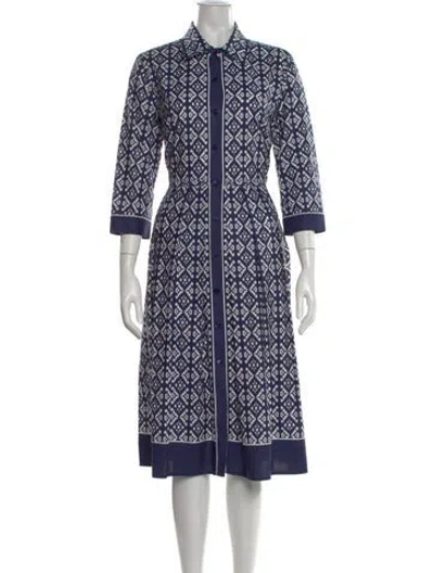 Pre-owned Luisa Spagnoli Printed Midi Length Dress In Blue