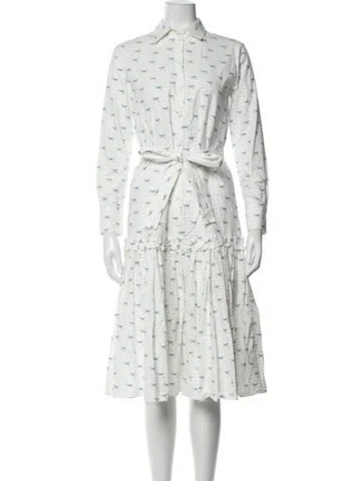 Pre-owned Luisa Spagnoli Printed Midi Length Dress In White
