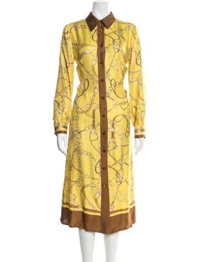 Pre-owned Luisa Spagnoli Printed Midi Length Dress In Yellow
