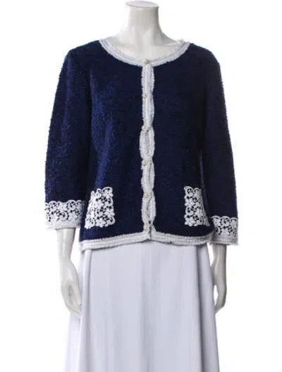 Pre-owned Luisa Spagnoli Printed Scoop Neck Sweater In Blue