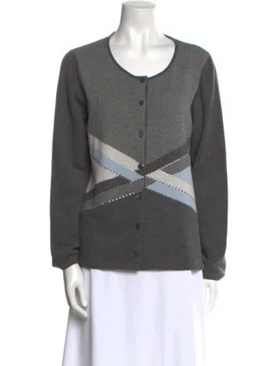 Pre-owned Luisa Spagnoli Printed Scoop Neck Sweater In Gray