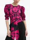 Luisa Spagnoli Puff-sleeve Damask Top In Pink
