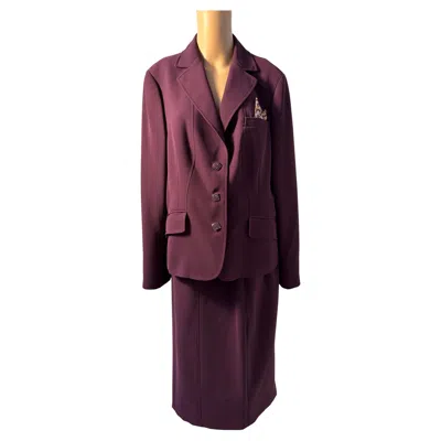 Pre-owned Luisa Spagnoli Purple Skirt Suit Size 44 With Decorative Buttons