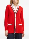 Luisa Spagnoli Ribbed-knit Button Cardigan In Red