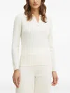 Luisa Spagnoli Ribbed Polo-neck Sweater In White