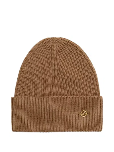 Luisa Spagnoli Ribbed-knit Beanie Hat In Brown