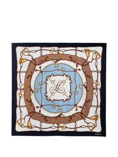 Luisa Spagnoli Roboamo Equestrian-print Silk Scarf In White