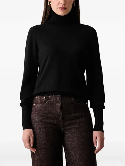 Luisa Spagnoli Roll-neck Knitted Sweater In Black