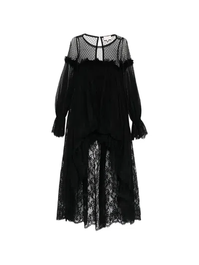 Luisa Spagnoli Ruffled-lace Maxi Dress In Black