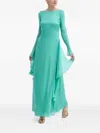 Luisa Spagnoli Ruffled Open-back Maxi Dress In Blue