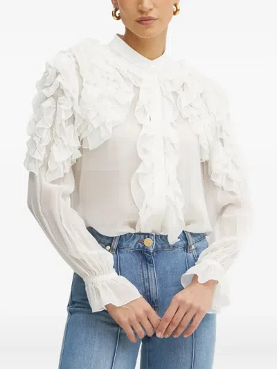 Luisa Spagnoli Ruffled-shoulder Shirt In Neutral
