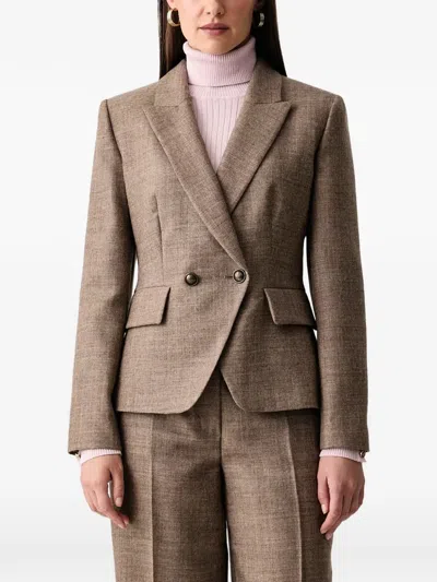 Luisa Spagnoli Sarat Double-breasted Peaked-lapel Blazer In Brown