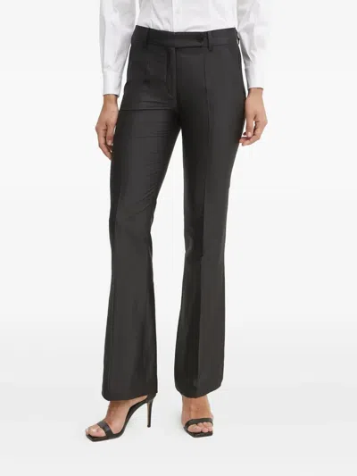 Luisa Spagnoli Satin-finish Flared Trousers In Black
