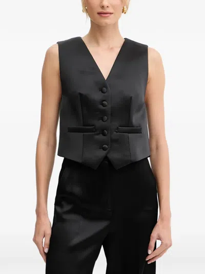 Luisa Spagnoli Scolaro Buttoned V-neck Waistcoat In Black