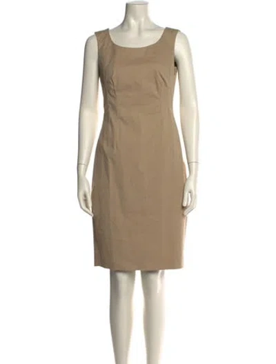 Pre-owned Luisa Spagnoli Scoop Neck Knee-length Dress In Neutral