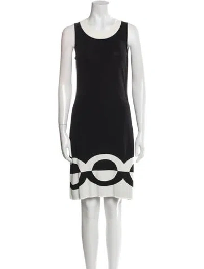 Pre-owned Luisa Spagnoli Scoop Neck Midi Length Dress In Black