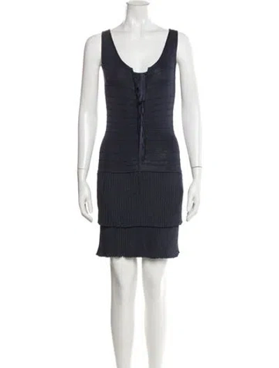 Pre-owned Luisa Spagnoli Scoop Neck Mini Dress In Blue