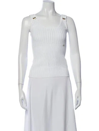 Pre-owned Luisa Spagnoli Scoop Neck Sweater In White