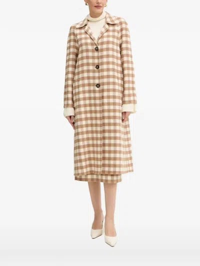 Luisa Spagnoli Scuderia Checked Button-up Coat In Brown